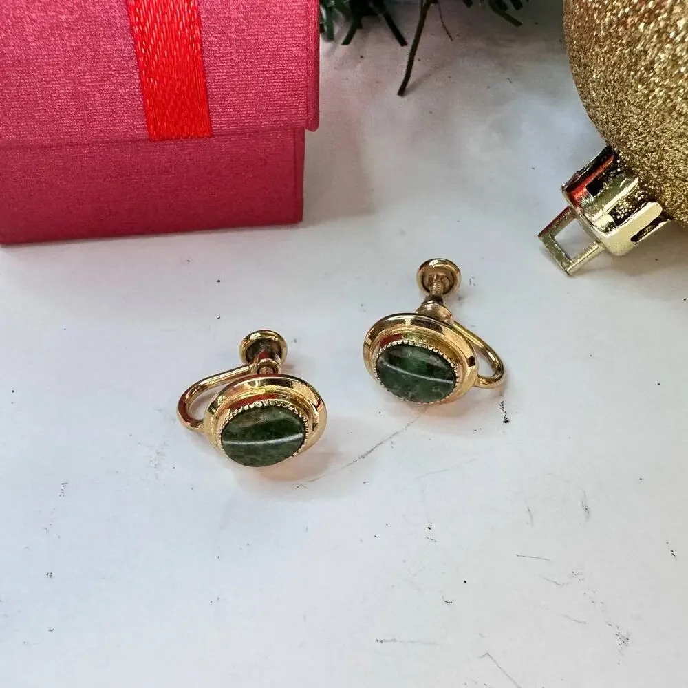 Gold Green Stud earrings